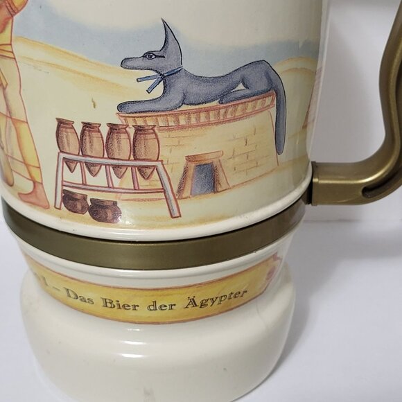 Vintage Braumeister-Krug Ceramic Beer Stein Jug Pitcher Plastic Handle Flip Top - Picture 13 of 16